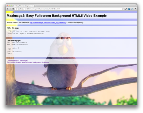 HTML5 Video Background Screenshot